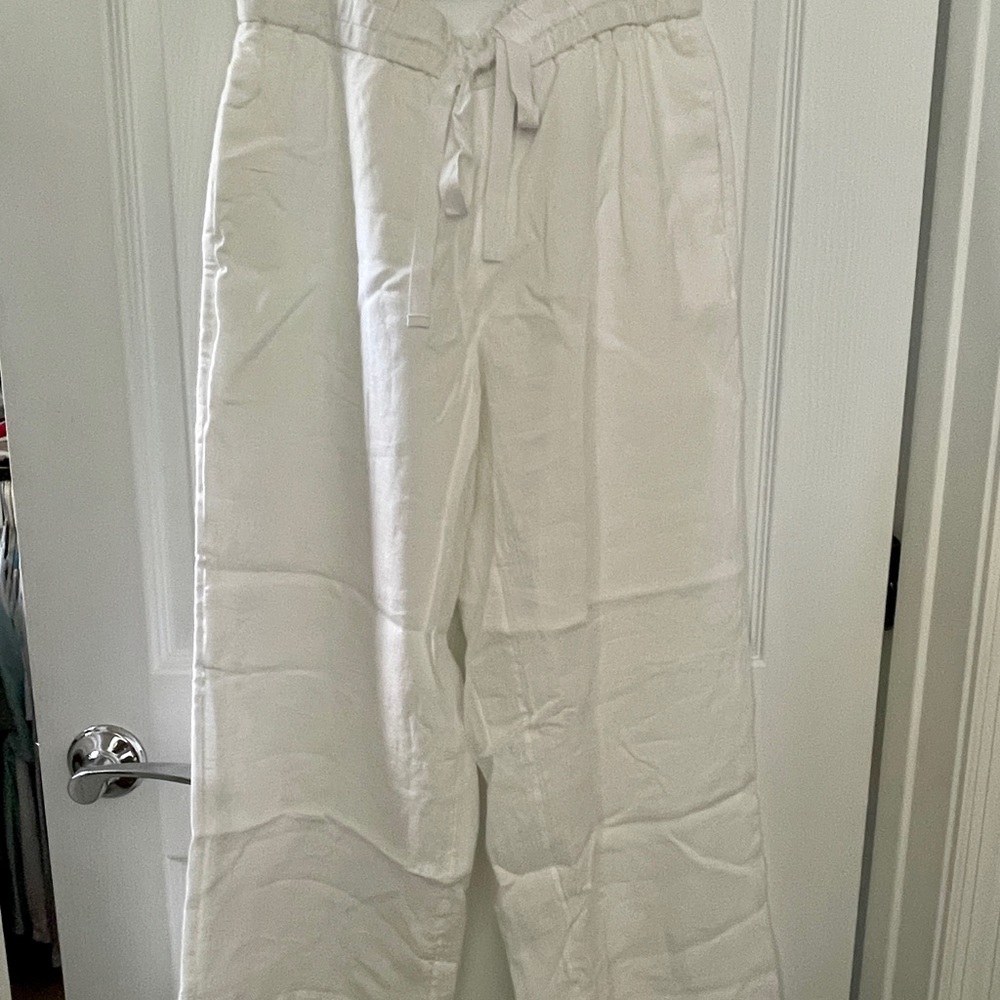 White linen pants